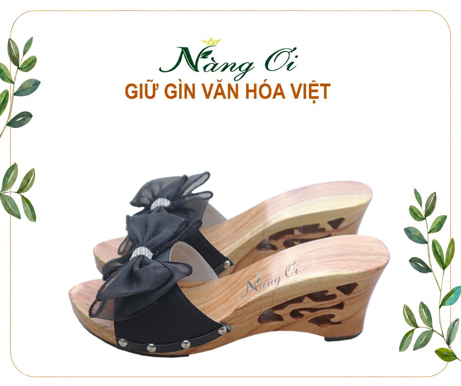 guốc mộc cho nữ làm từ gỗ xoan tự nhiên cao 7p